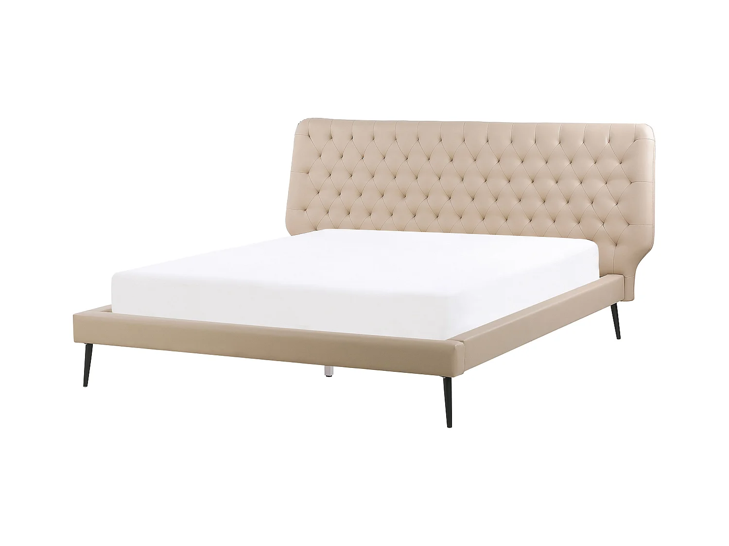 Lit avec sommier Cuir PU ESSONNE 160 x 200 cm Beige