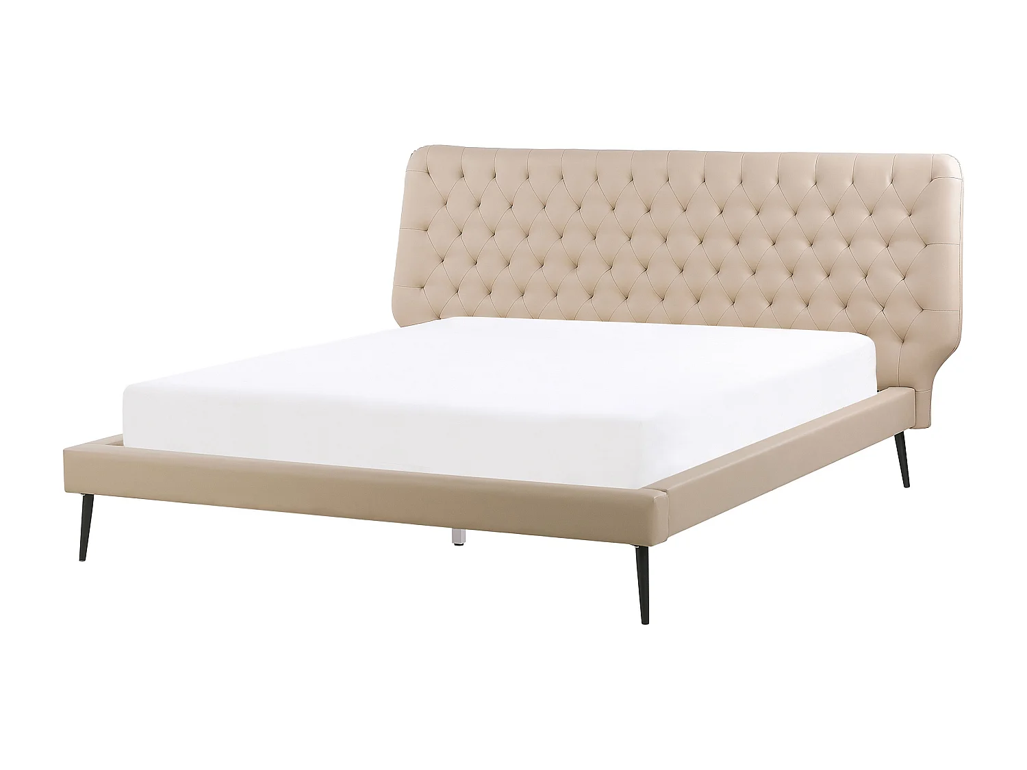 Lit avec sommier Cuir PU ESSONNE 160 x 200 cm Beige