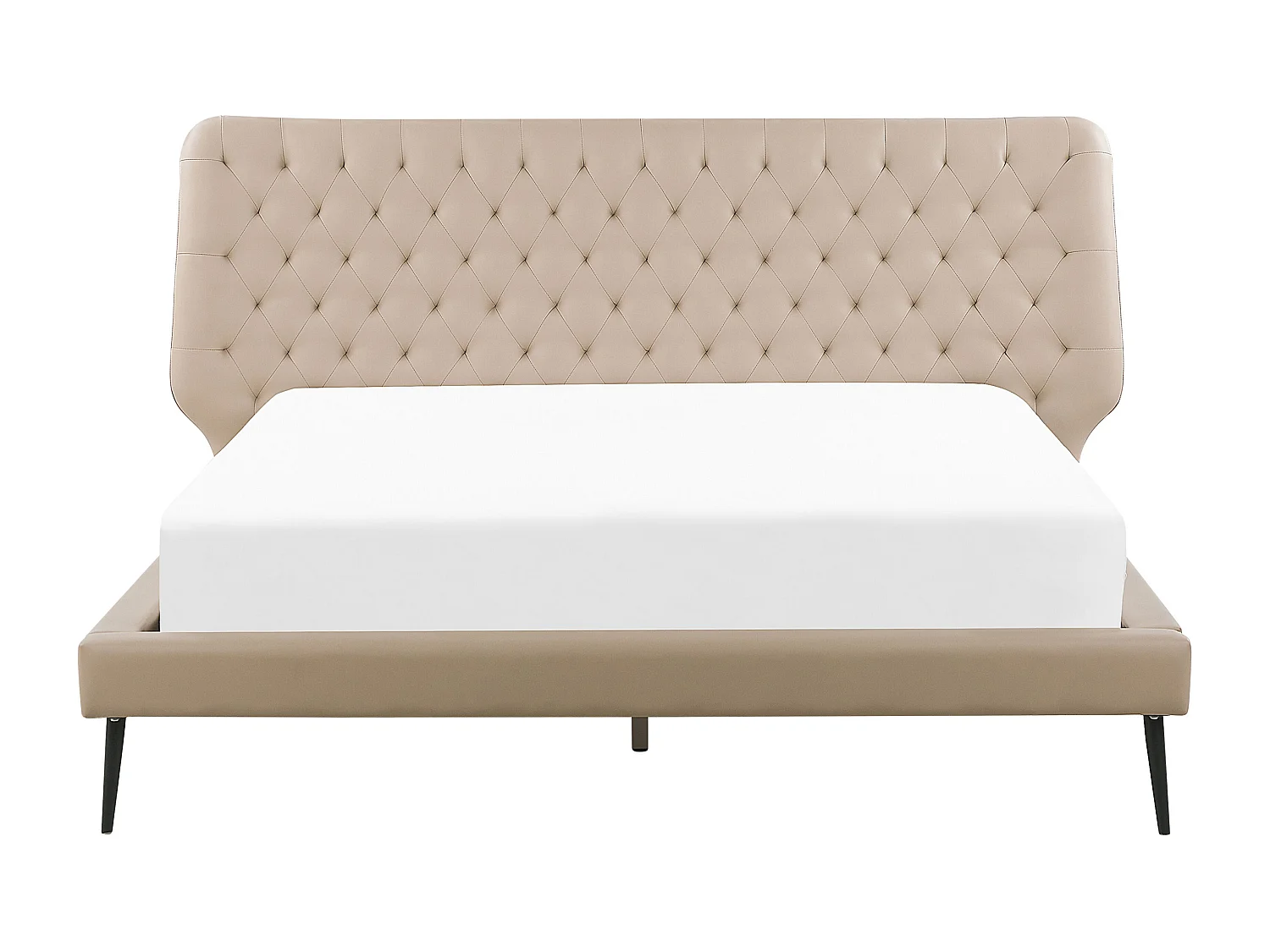 Lit avec sommier Cuir PU ESSONNE 160 x 200 cm Beige