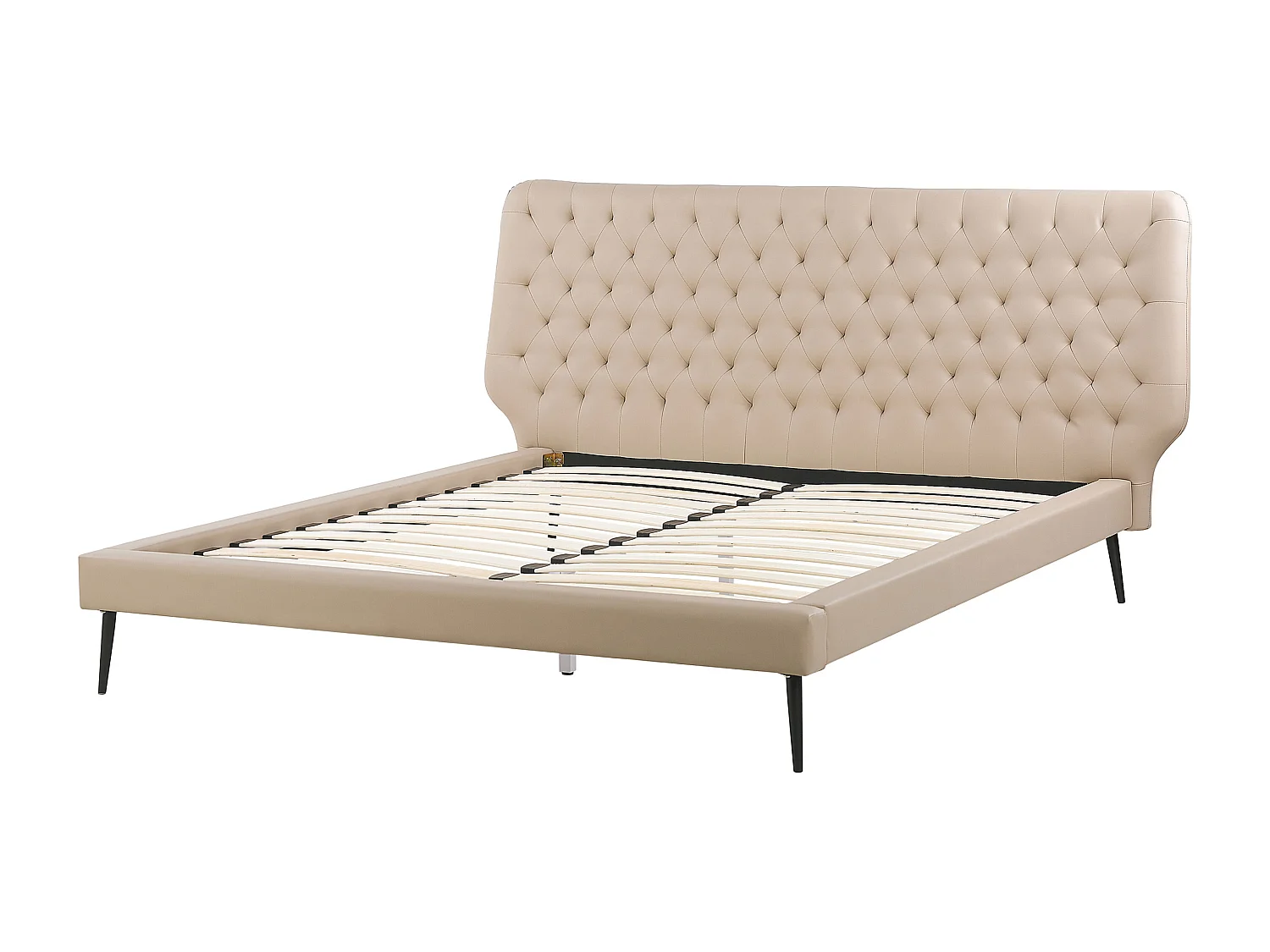 Lit avec sommier Cuir PU ESSONNE 160 x 200 cm Beige