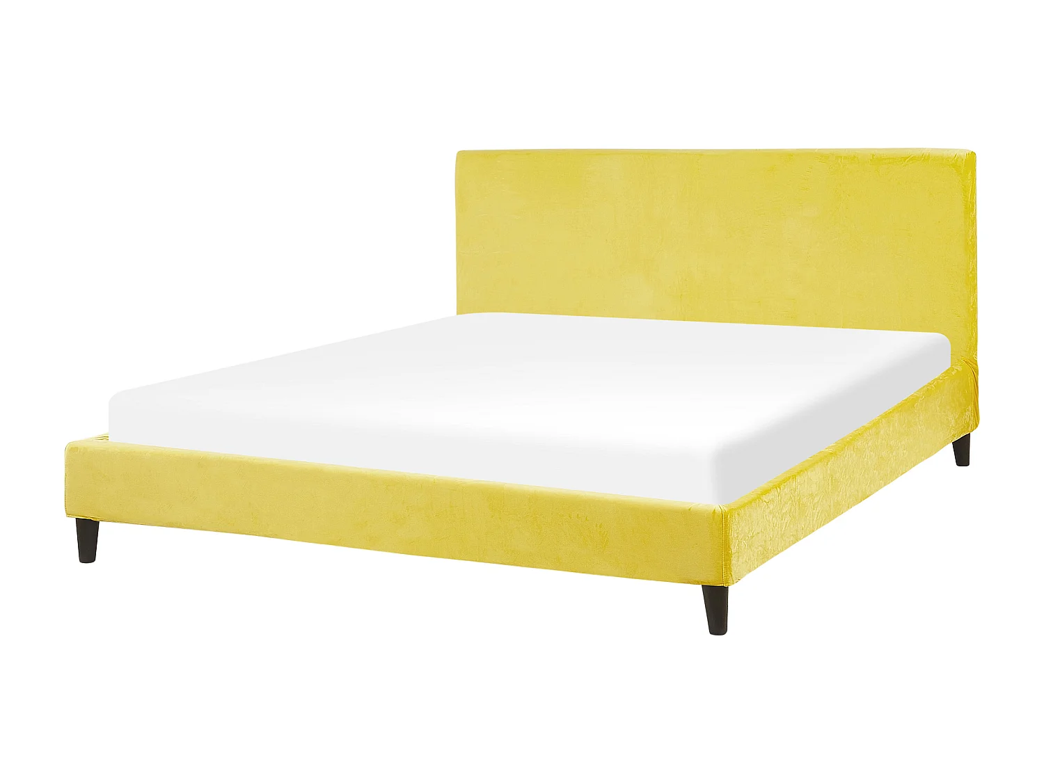 Lit avec sommier Velours FITOU 160 x 200 cm Jaune