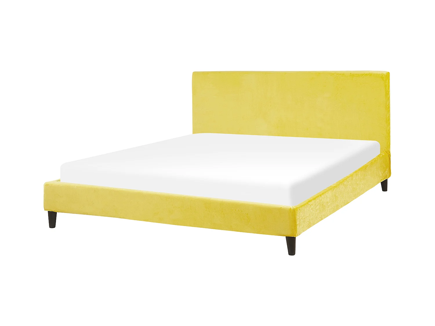 Lit avec sommier Velours FITOU 160 x 200 cm Jaune