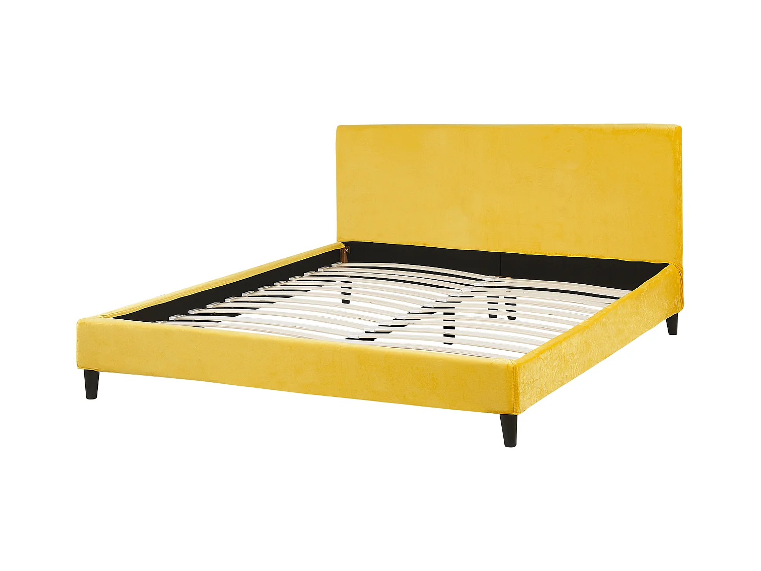 Modernes Doppelbett abnehmbarer Polsterbezug 160 x 200 cm Samtstoff gelb Fitou