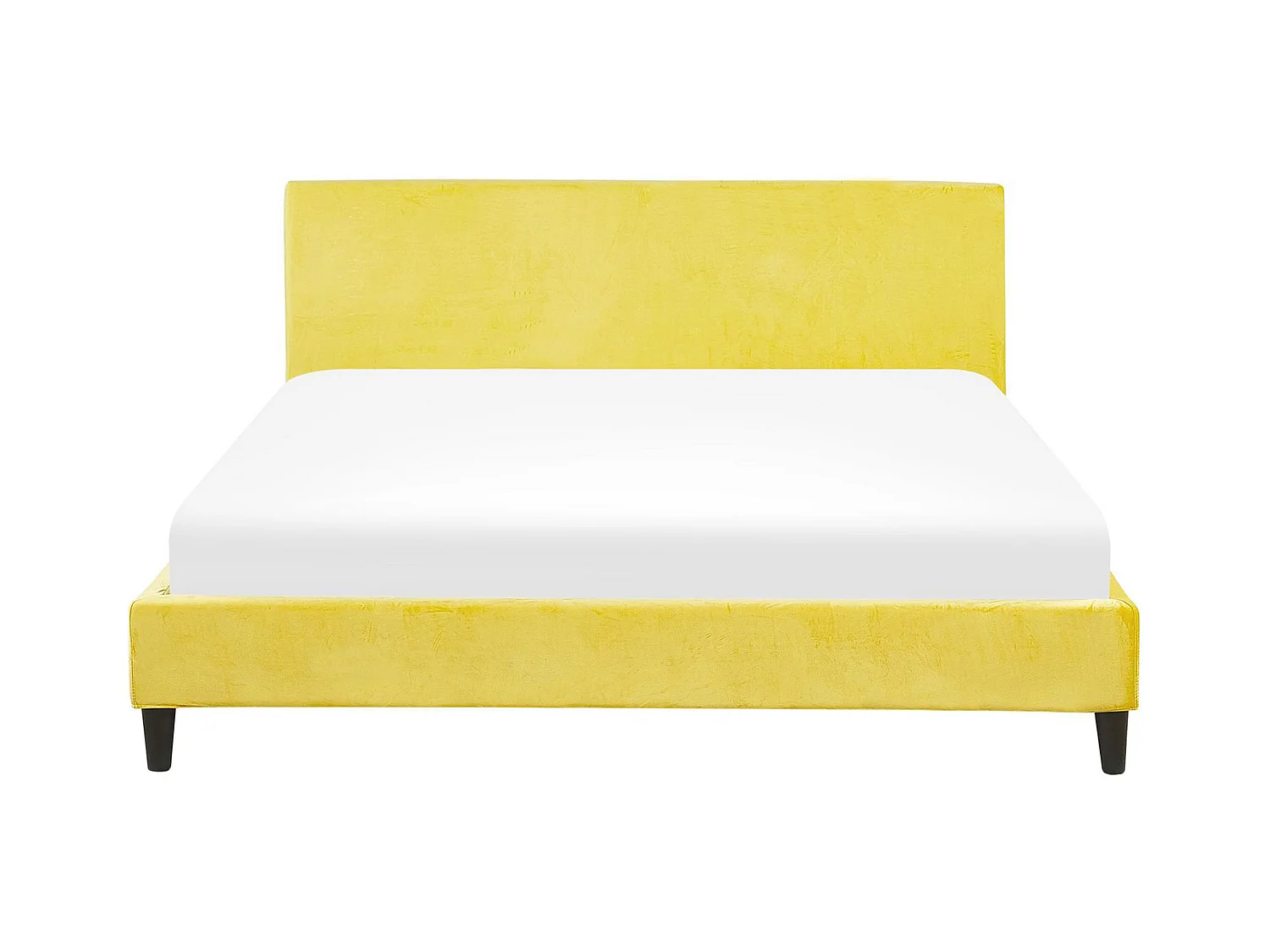 Modernes Doppelbett abnehmbarer Polsterbezug 160 x 200 cm Samtstoff gelb Fitou