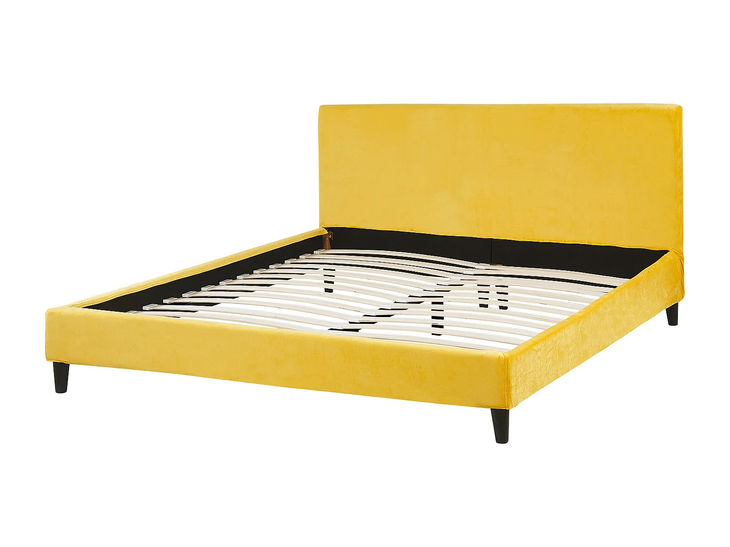 Lit avec sommier Velours FITOU 160 x 200 cm Jaune
