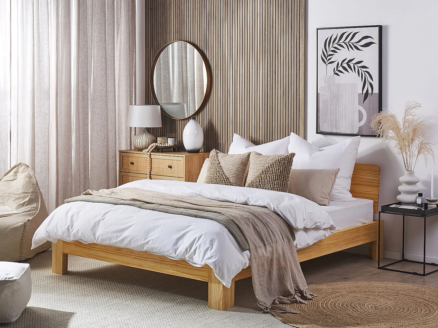 Lit avec sommier Bois de pin ROYAN 160 x 200 cm Marron clair