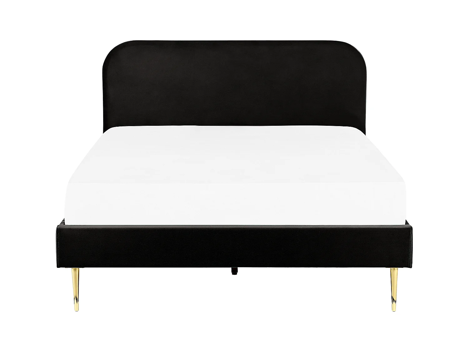 Polsterbett Samtstoff schwarz mit Lattenrost 160 x 200 cm Metallfüße gold Flayat