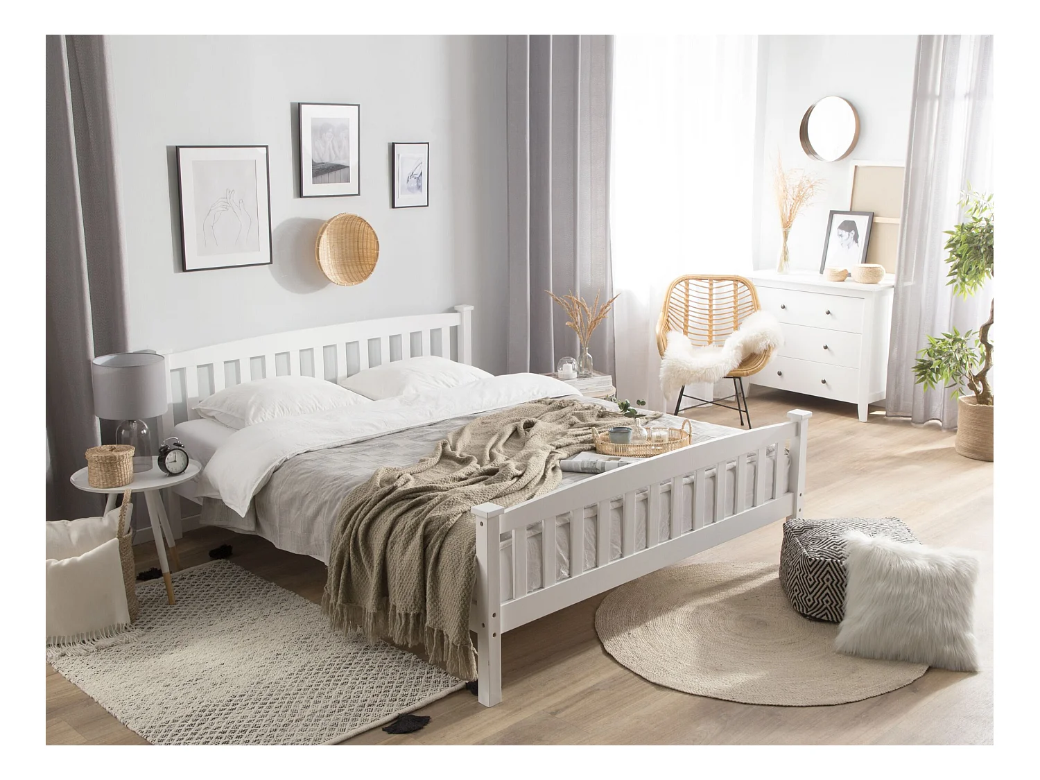 Bed Dennenhout GIVERNY 180 x 200 cm Wit