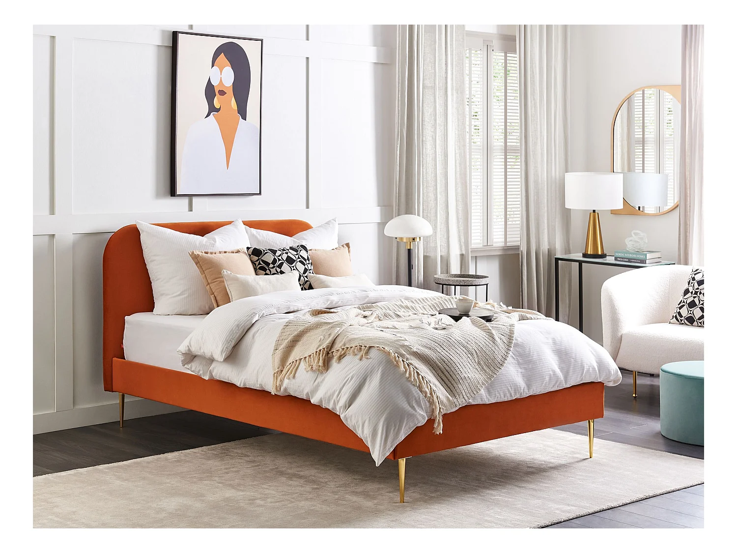 Cama Veludo FLAYAT 140 x 200 cm Laranja