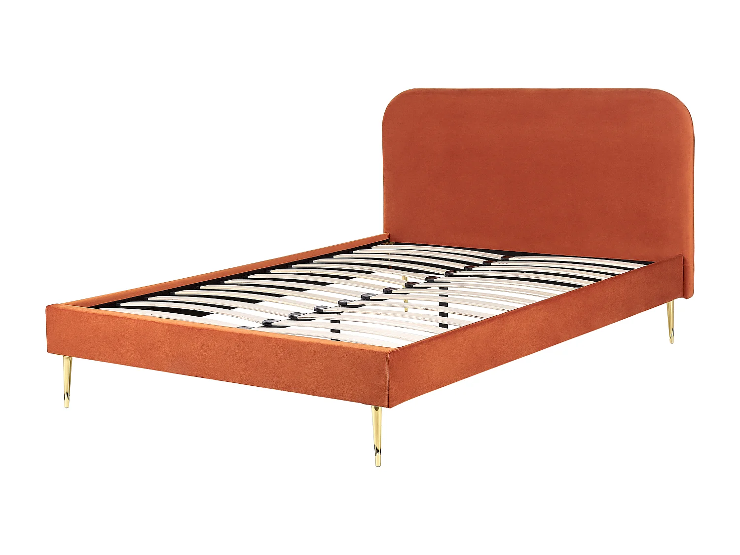 Bett mit Lattenrost Samtstoff FLAYAT 140 x 200 cm Orange