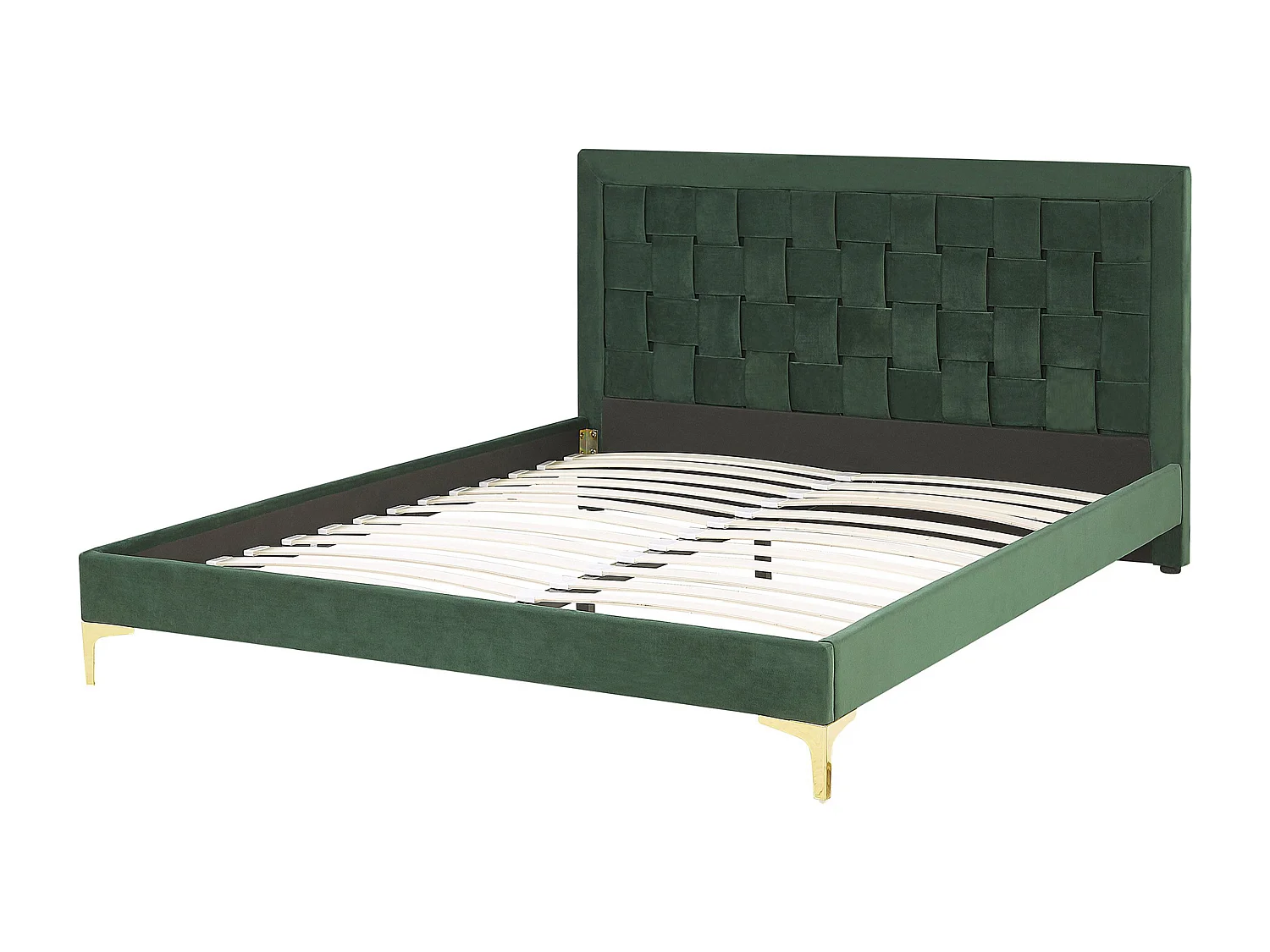 Lit avec sommier Velours LIMOUX 160 x 200 cm Vert foncé