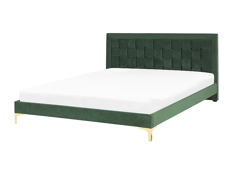 Letto Velluto LIMOUX 160 x 200 cm Verde scuro