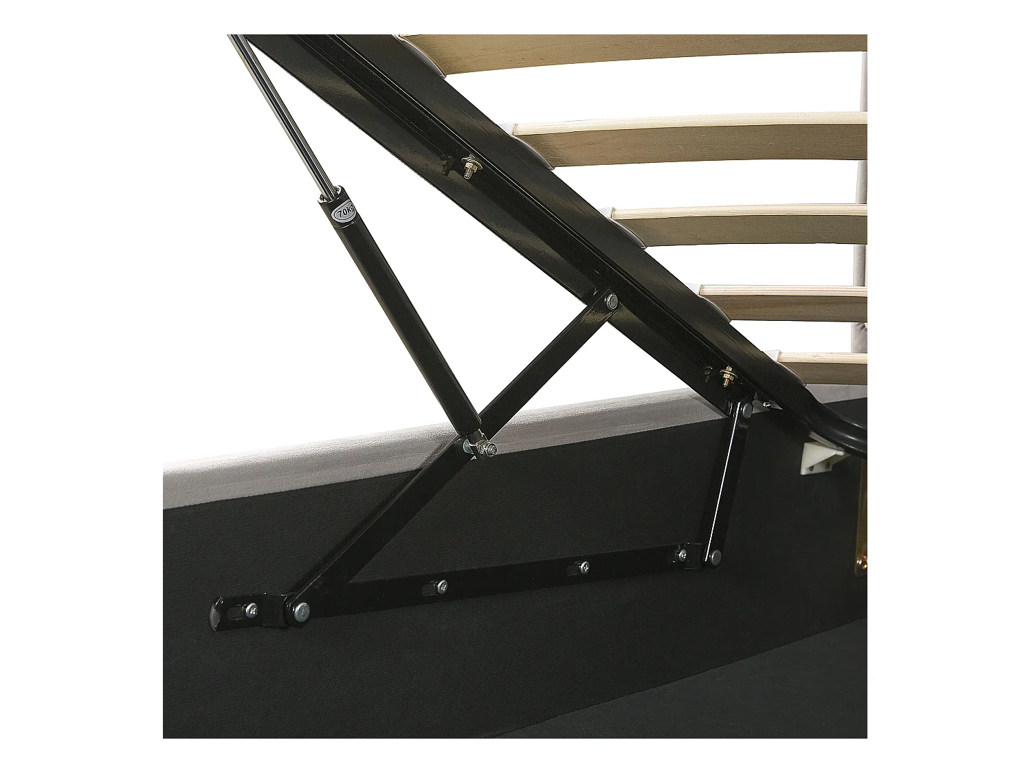 Cama con almacenaje Terciopelo SEZANNE 180 x 200 cm Gris claro