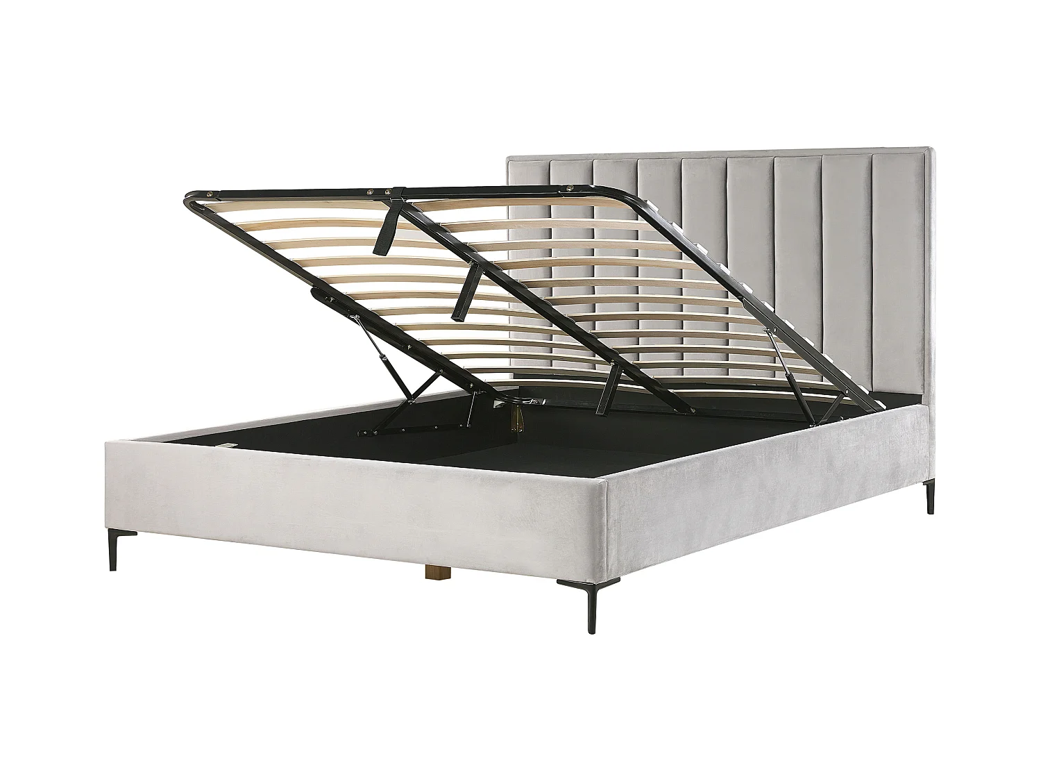 Lit ottoman Velours SEZANNE 180 x 200 cm Gris clair