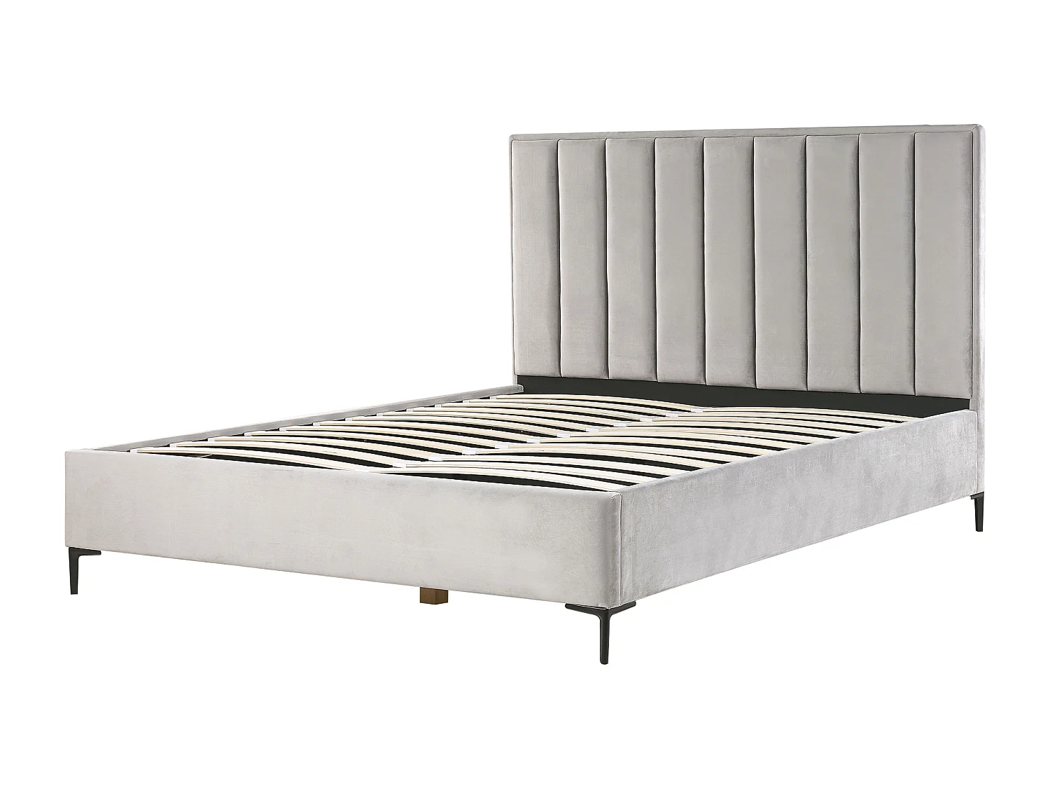 Lit ottoman Velours SEZANNE 180 x 200 cm Gris clair