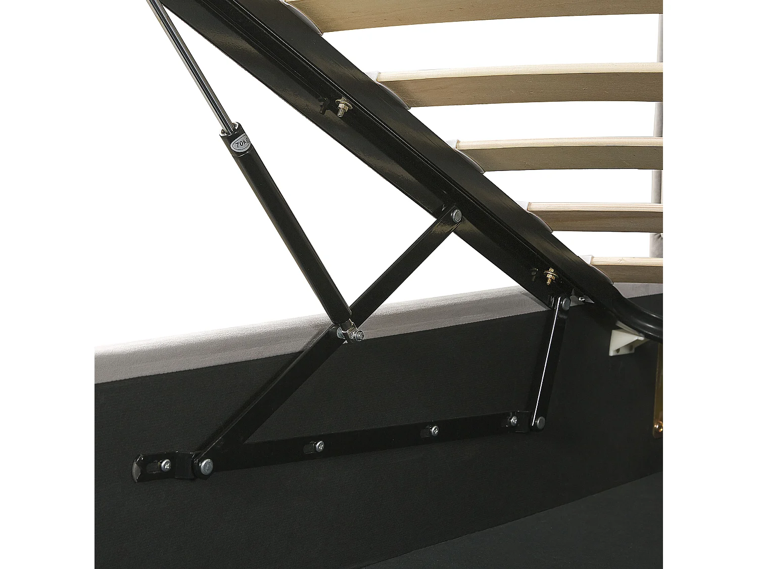 Lit ottoman Velours SEZANNE 180 x 200 cm Gris clair