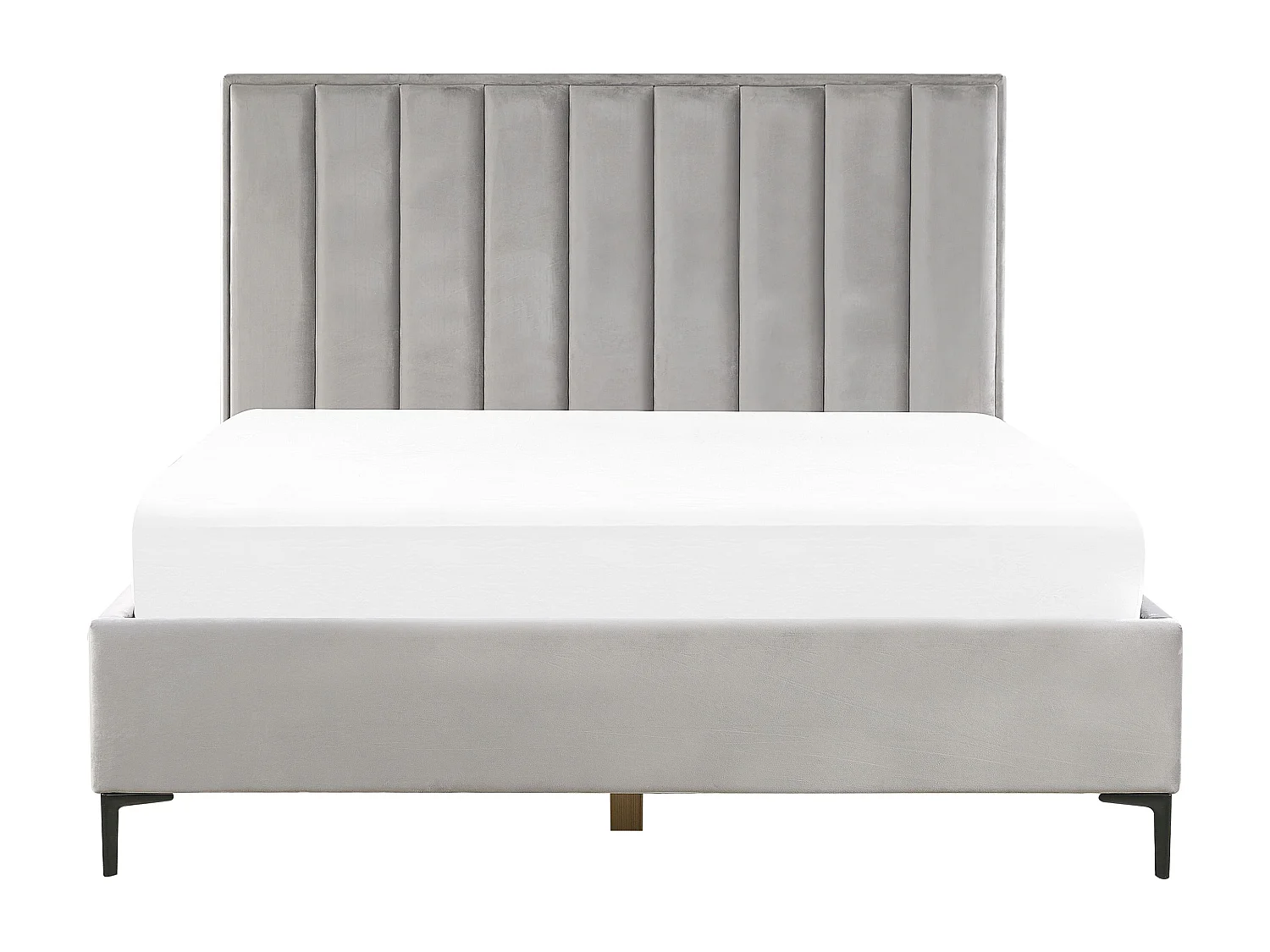 Letto con ottomano Velluto SEZANNE 180 x 200 cm Grigio chiaro