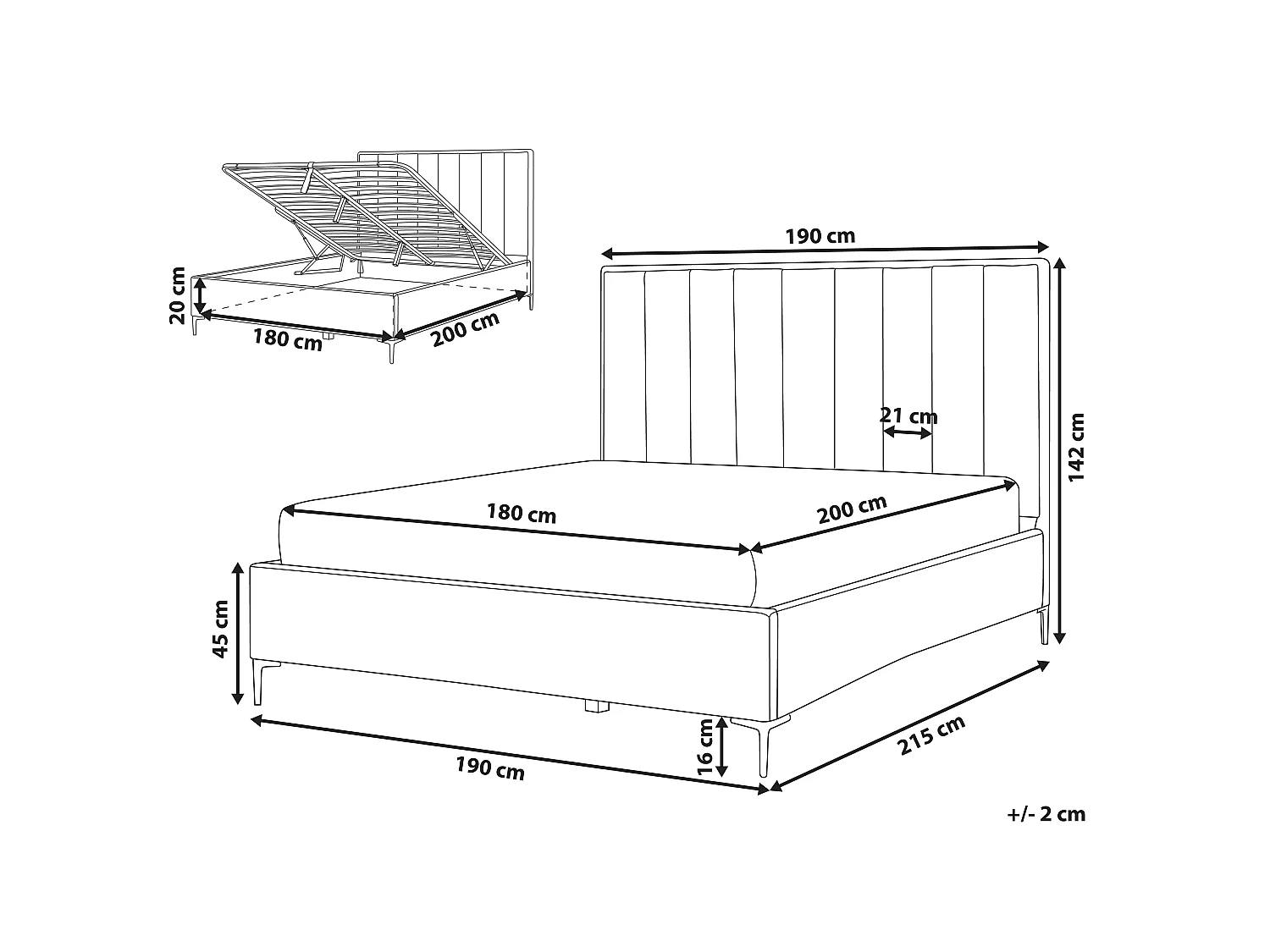 Bett mit Stauraum Samtstoff SEZANNE 180 x 200 cm Hellgrau