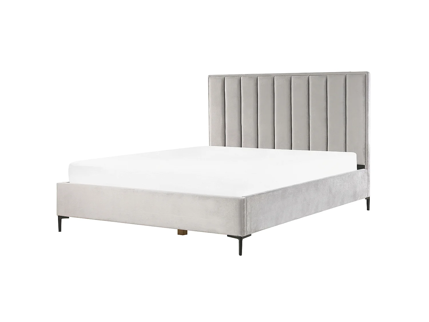 Bett mit Stauraum Samtstoff SEZANNE 180 x 200 cm Hellgrau