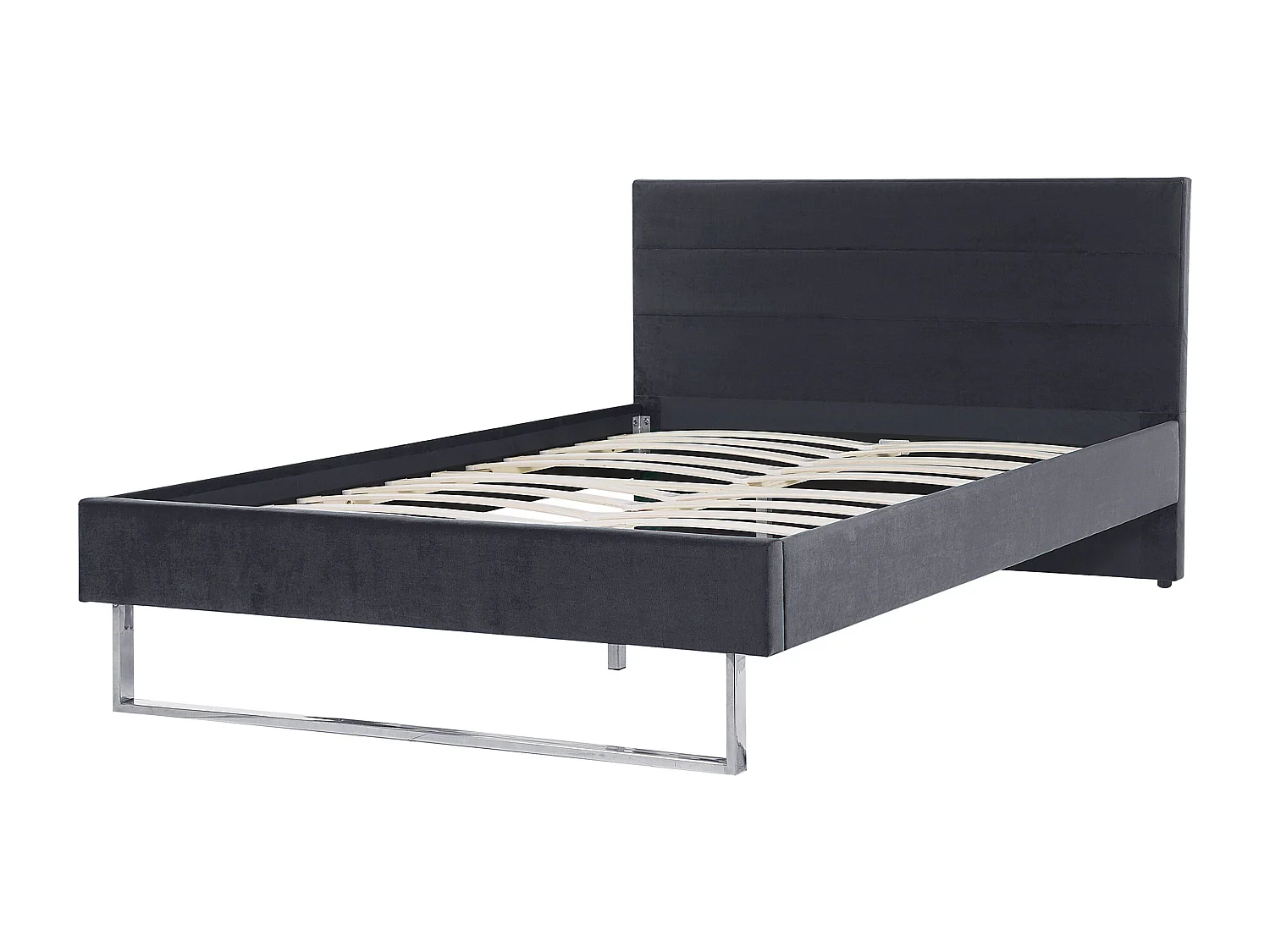Lit avec sommier Velours BELLOU 140 x 200 cm Gris foncé