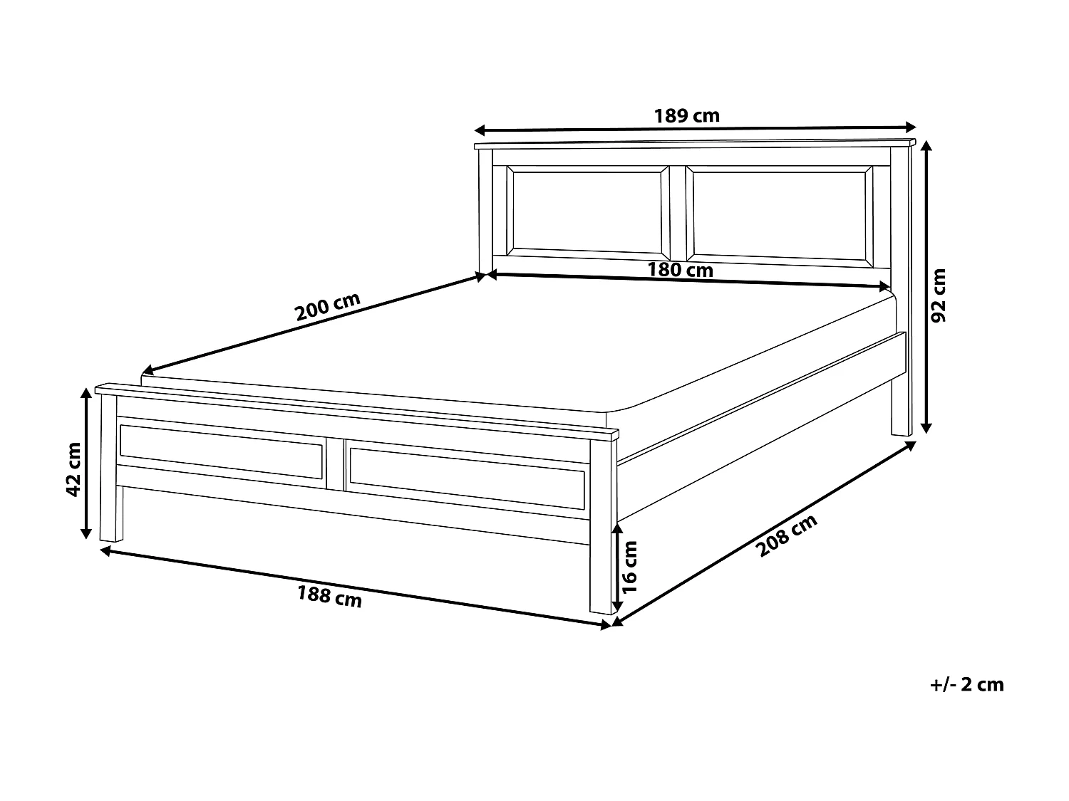 Bett aus Kiefernholz in Weiß mit Lattenrost 180x200 cm Holzbett im Landhausstil