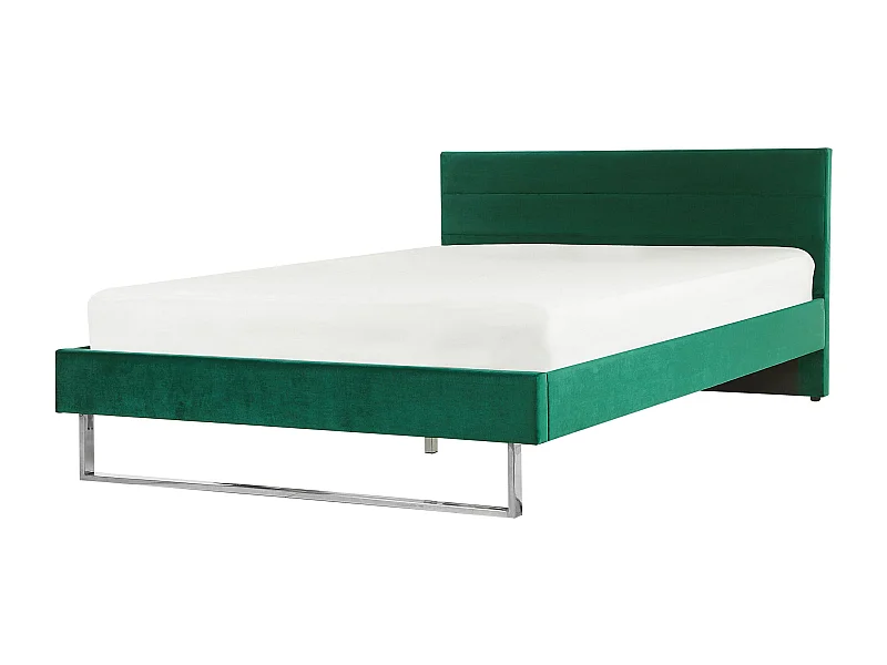 Elegantes Doppelbett aus hochwertigem Samtstoff grün 180x200 cm Bellou