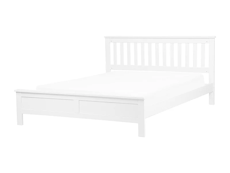 Lit avec sommier Bois de pin MAYENNE 140 x 200 cm Blanc