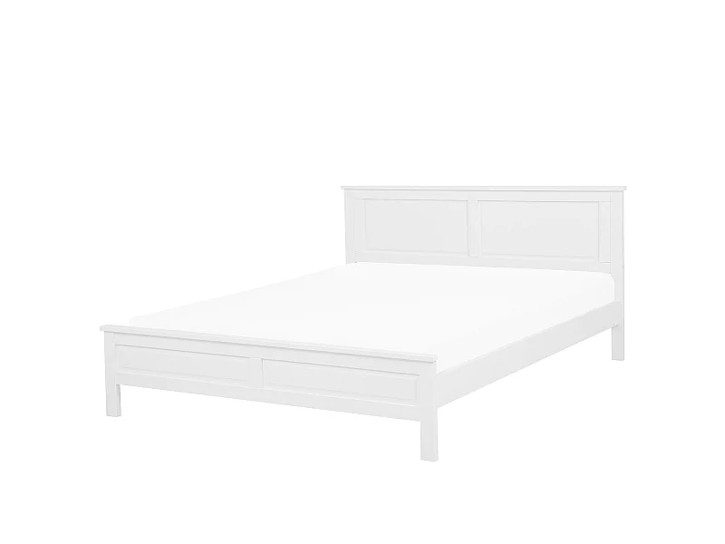 Bett aus Kiefernholz in Weiß mit Lattenrost 160 x 200 cm Holzbett Olivet