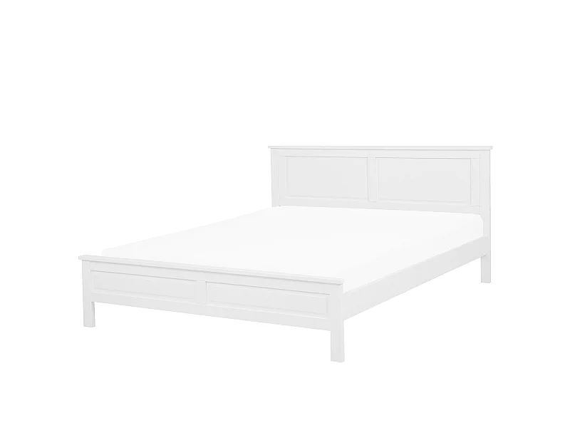 Bett aus Kiefernholz in Weiß mit Lattenrost 160 x 200 cm Holzbett Olivet