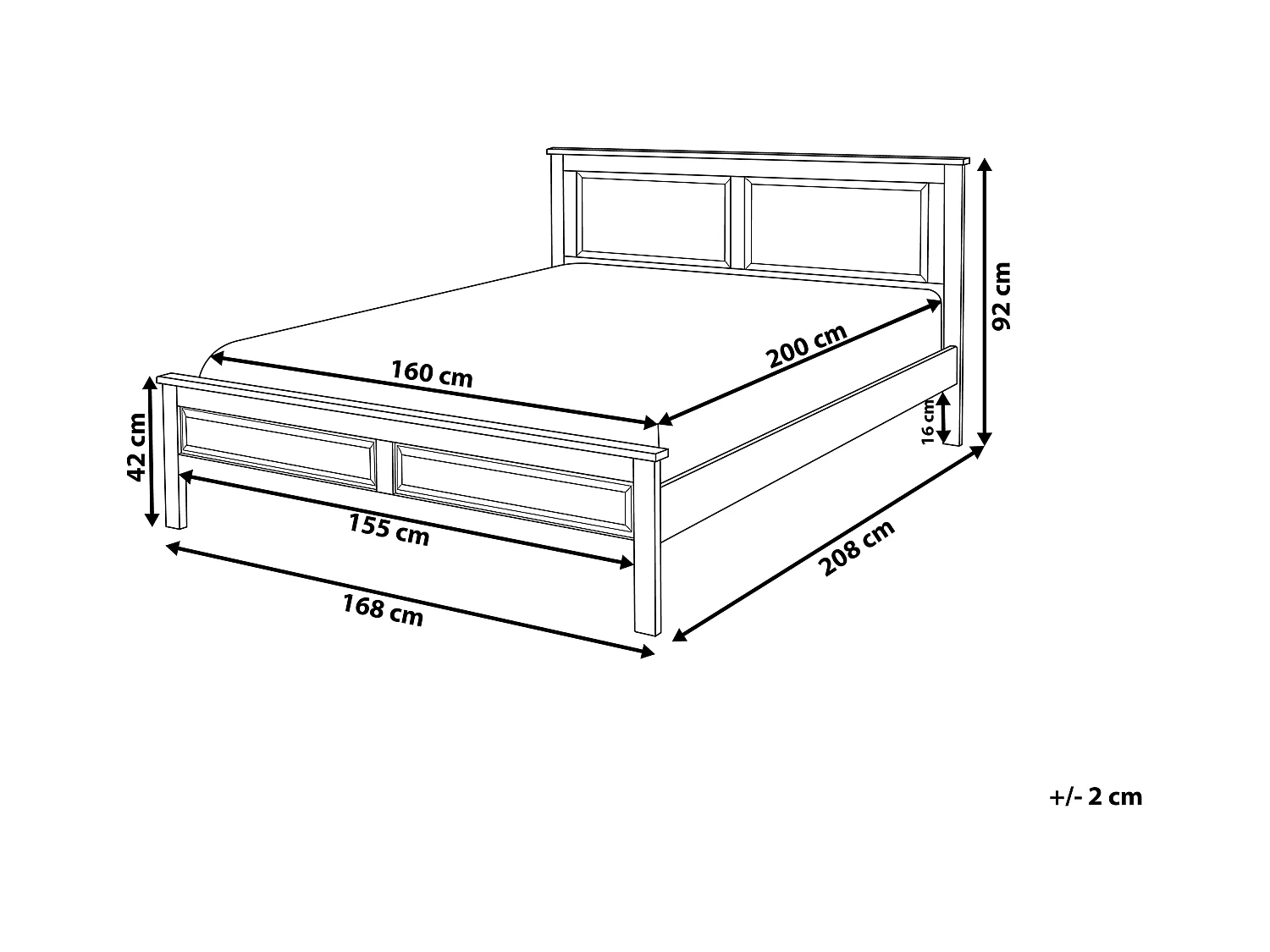 Cama Madera de pino OLIVET 160 x 200 cm Azul oscuro