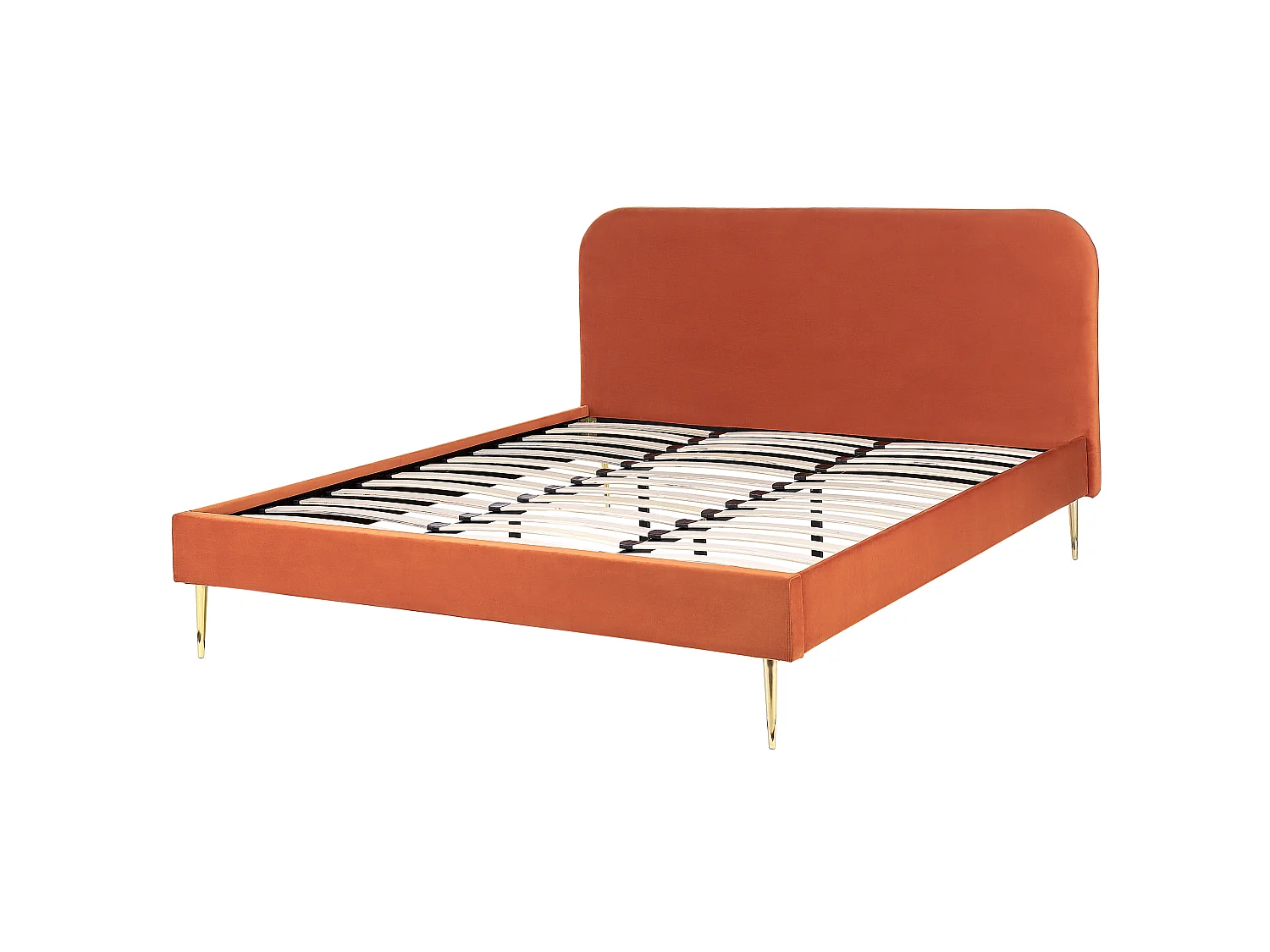 Lit avec sommier Velours FLAYAT 180 x 200 cm Orange
