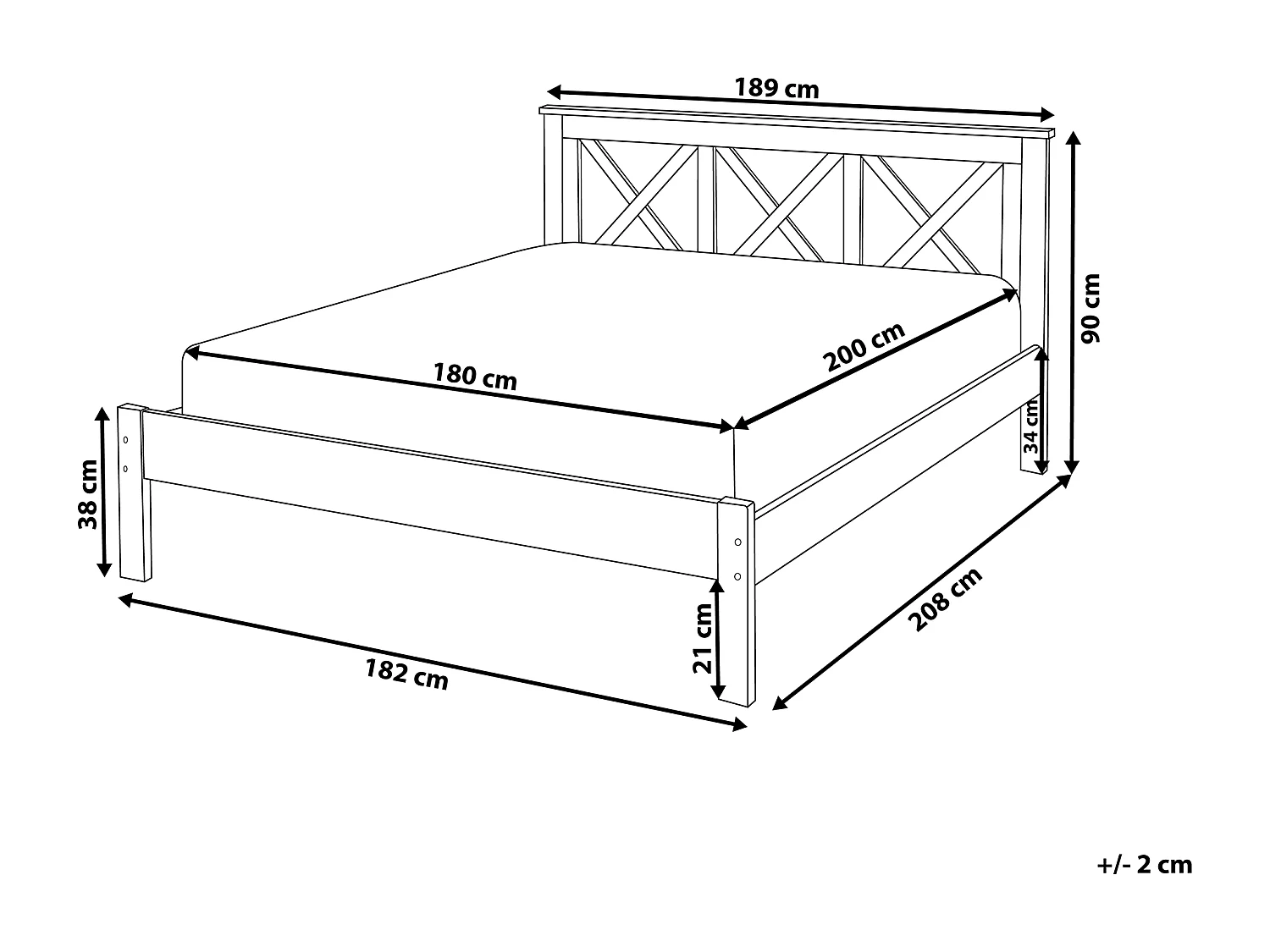 Letto Legno TANNAY 180 x 200 cm Bianco