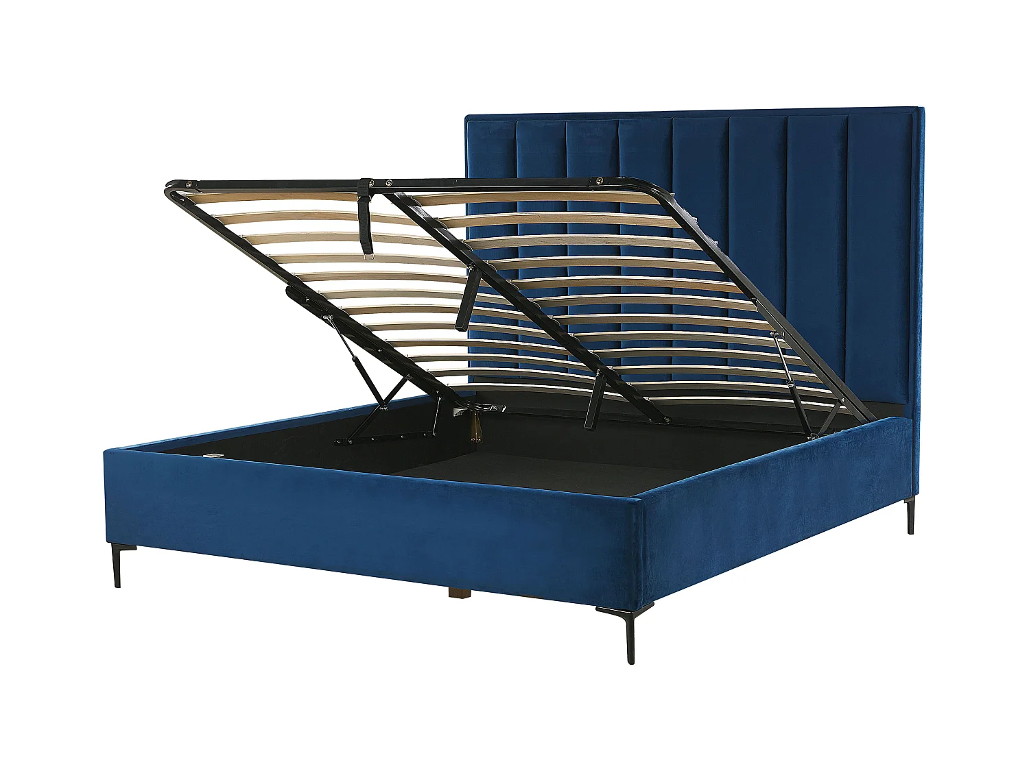 Letto contenitore Velluto SEZANNE 160 x 200 cm Blu marino