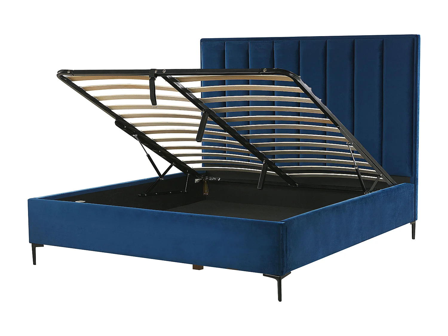 Bed met opbergruimte Fluweel SEZANNE 160 x 200 cm Marineblauw