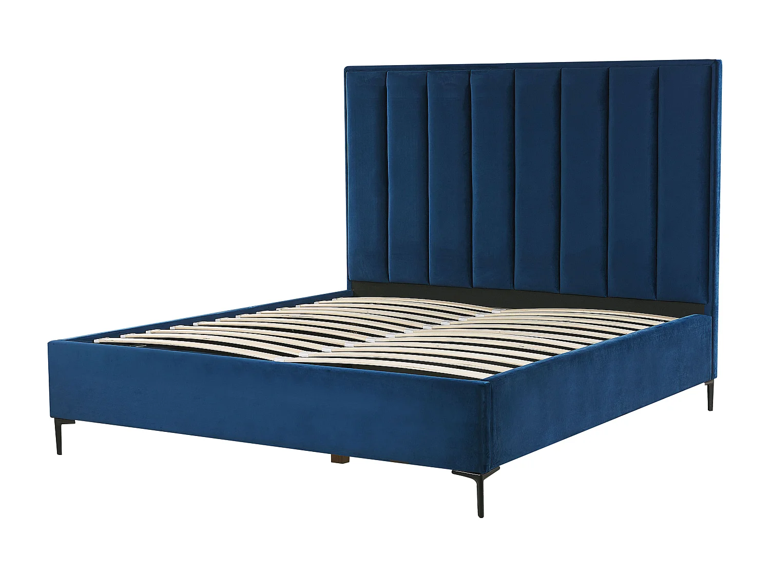 Letto contenitore Velluto SEZANNE 160 x 200 cm Blu marino
