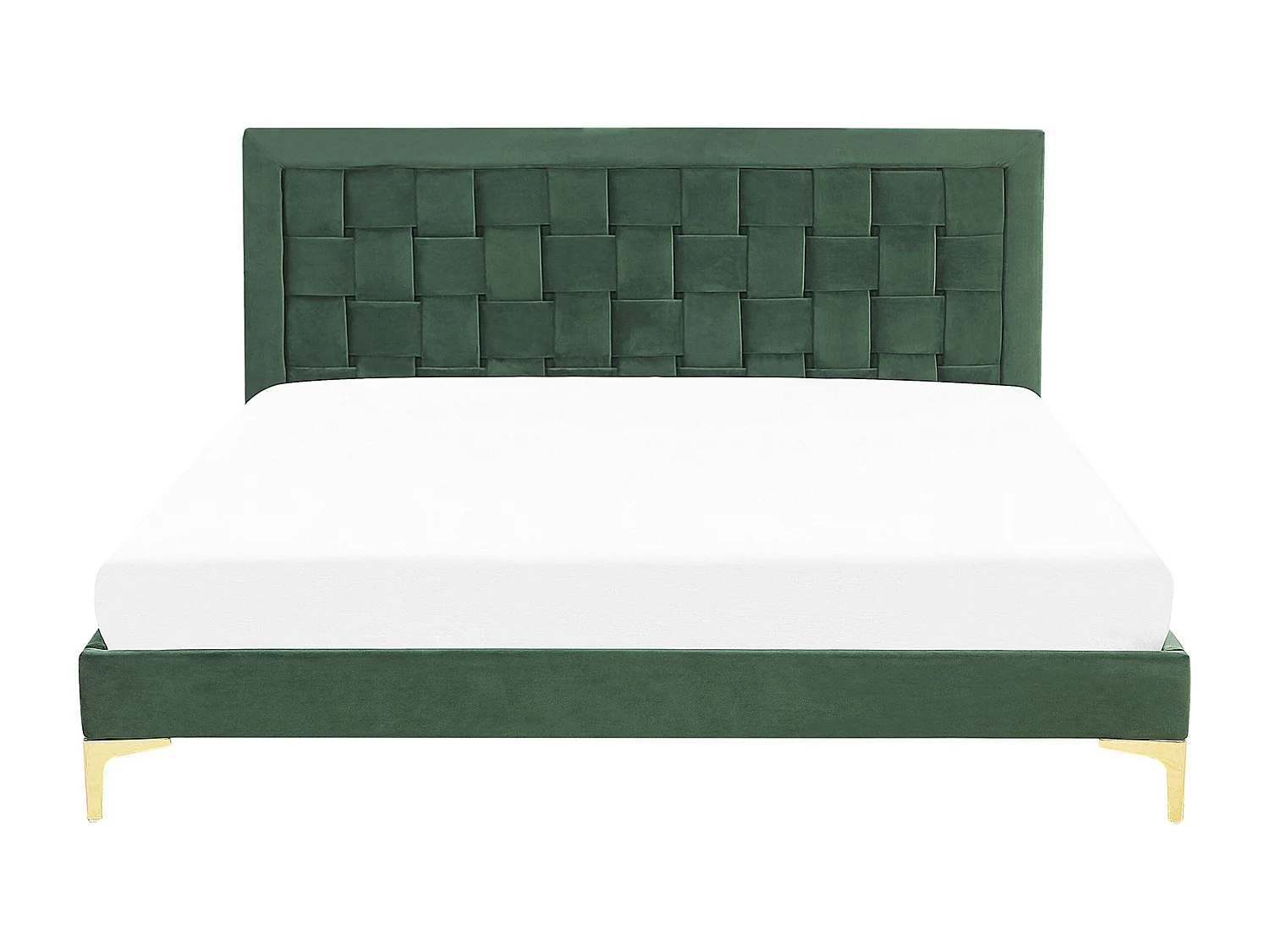 Luxuriöses Doppelbett aus Samtstoff in Dunkelgrün mit Lattenrost 180 x 200 cm Limoux