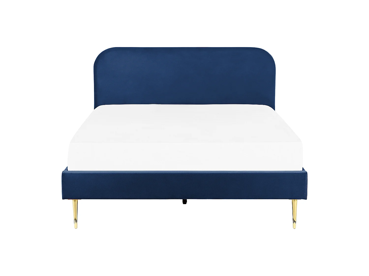 Polsterbett Samtstoff blau mit Lattenrost 180 x 200 cm Metallfüße gold Flayat