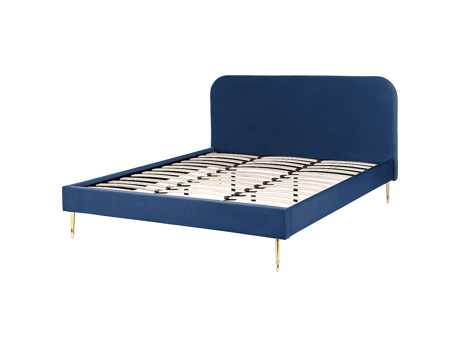 Lit avec sommier Velours FLAYAT 180 x 200 cm Bleu marine
