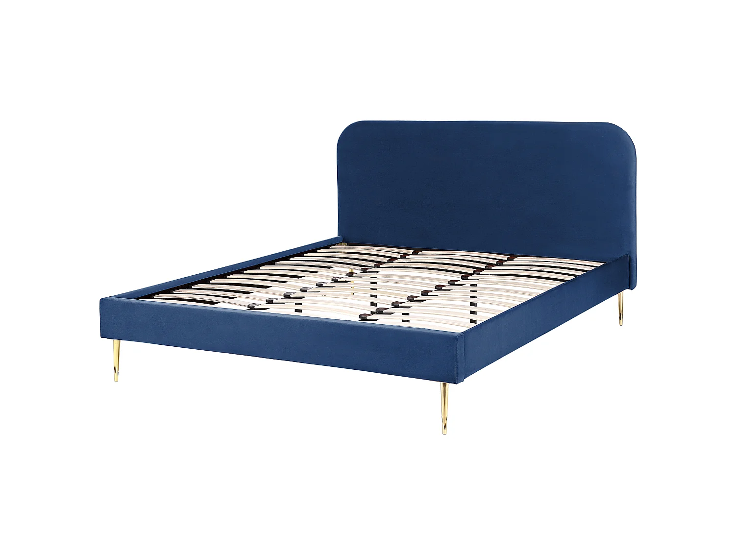 Lit avec sommier Velours FLAYAT 180 x 200 cm Bleu marine