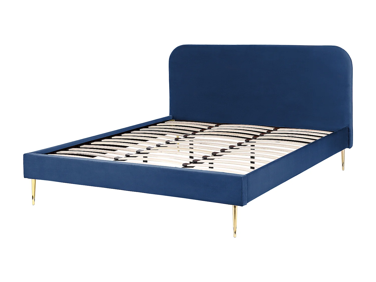 Lit avec sommier Velours FLAYAT 180 x 200 cm Bleu marine