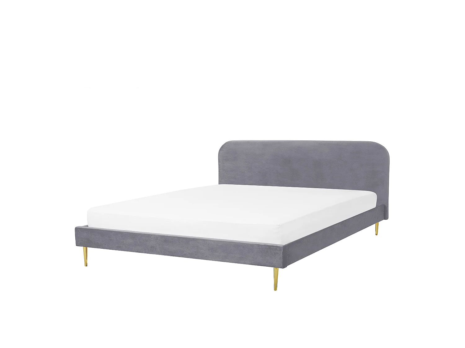 Lit avec sommier Velours FLAYAT 180 x 200 cm Gris