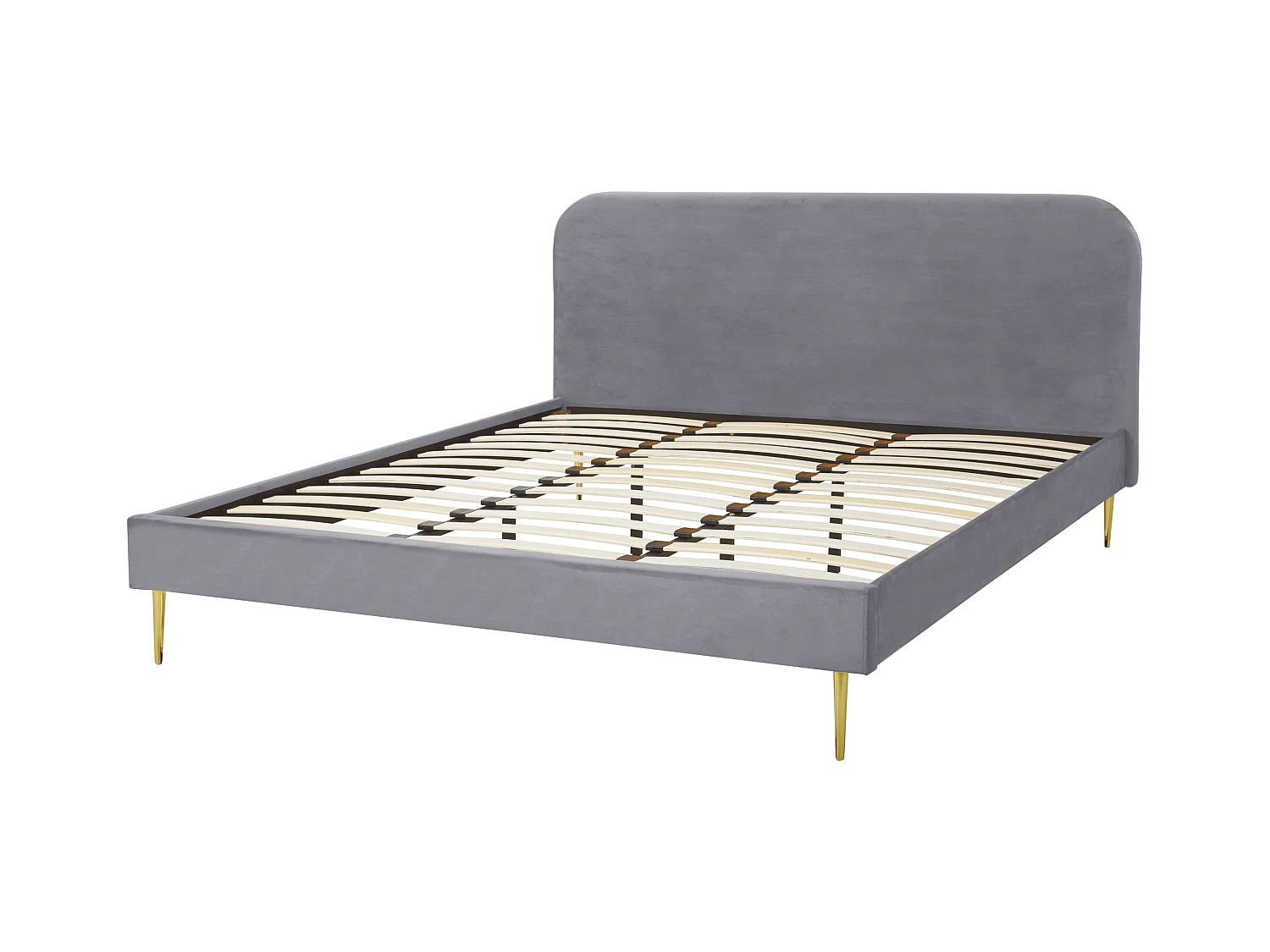 Lit avec sommier Velours FLAYAT 180 x 200 cm Gris
