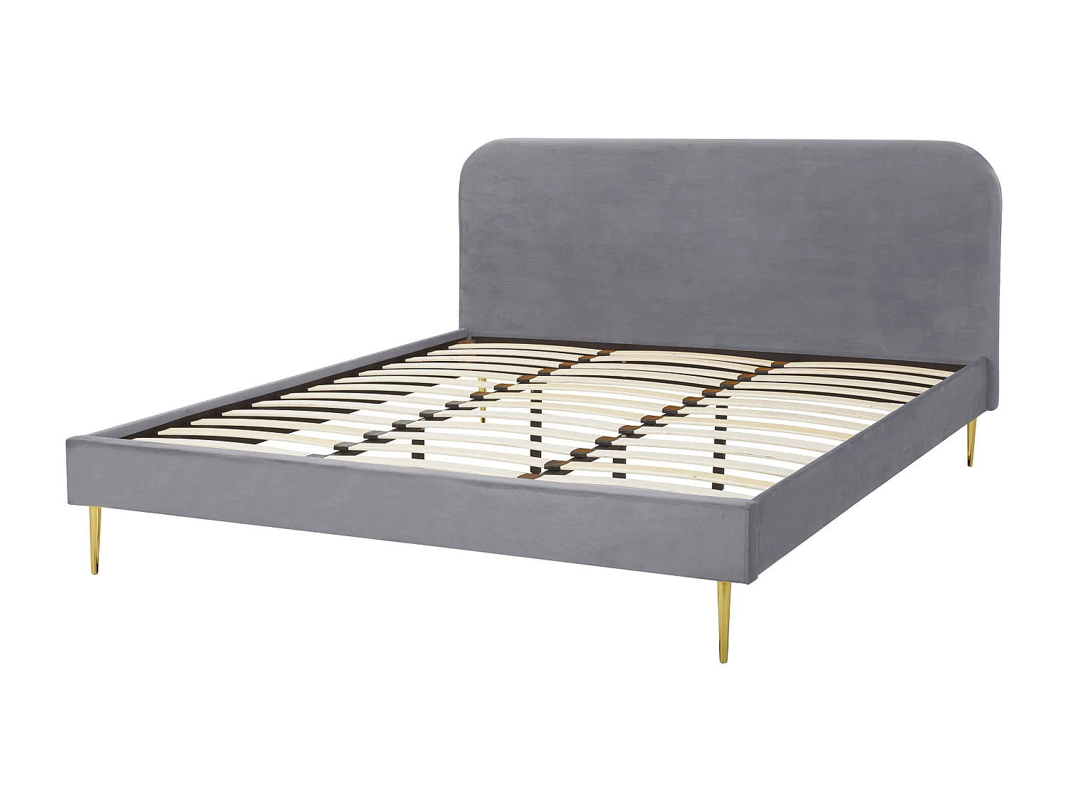Lit avec sommier Velours FLAYAT 180 x 200 cm Gris