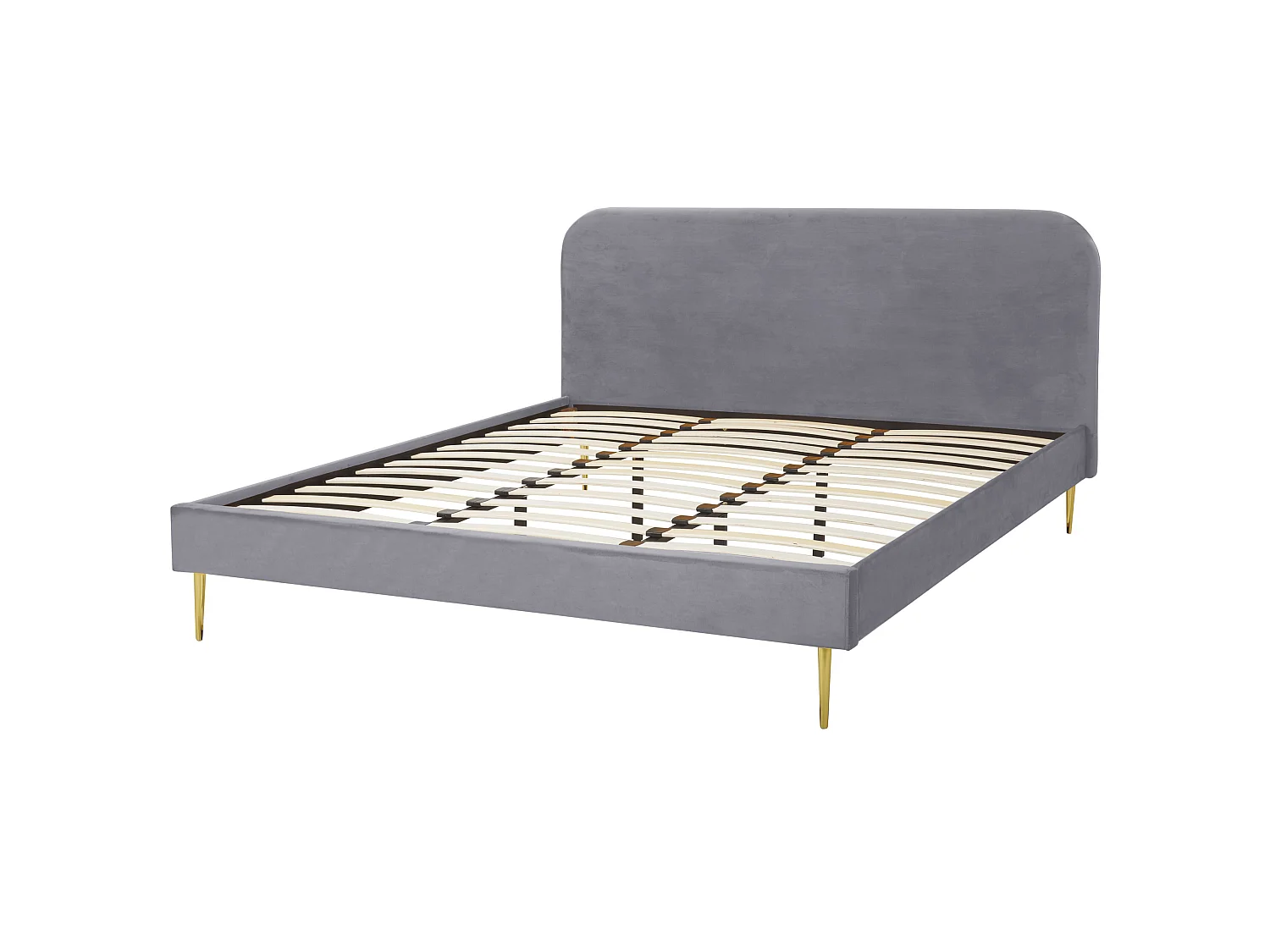 Lit avec sommier Velours FLAYAT 180 x 200 cm Gris