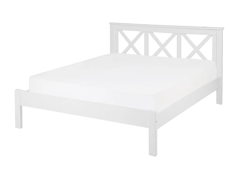 Lit avec sommier Bois de pin TANNAY 140 x 200 cm Blanc