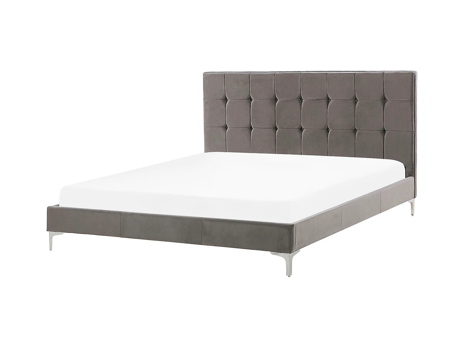 Lit avec sommier Velours AMBERT 140 x 200 cm Gris