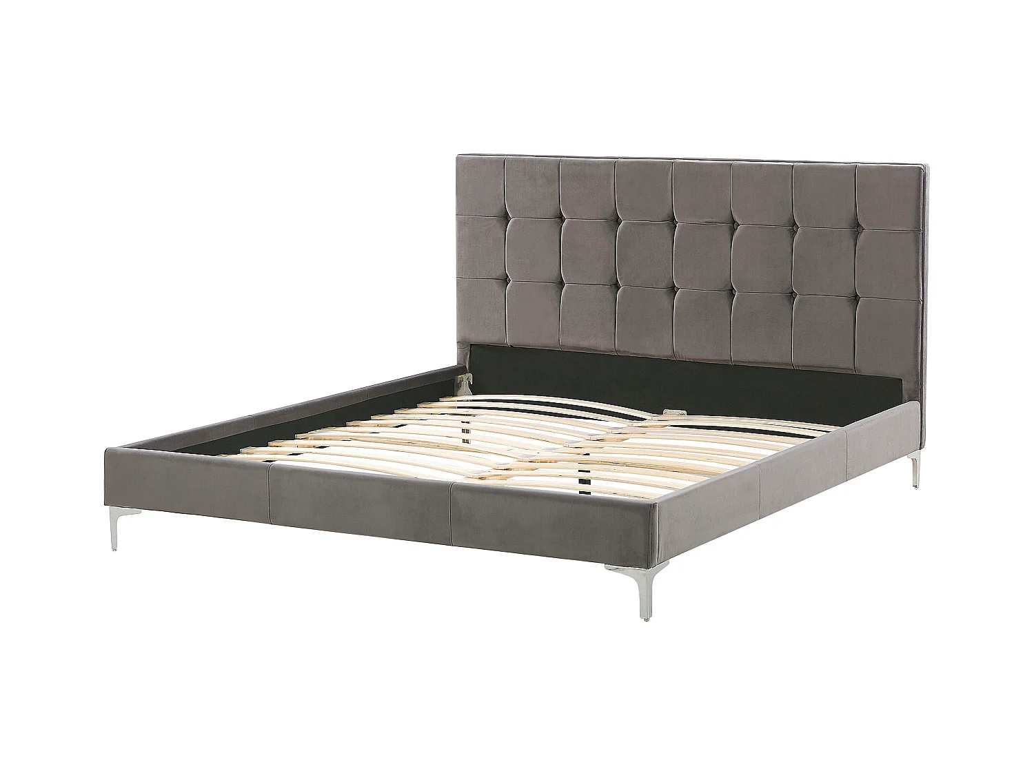 Lit avec sommier Velours AMBERT 140 x 200 cm Gris