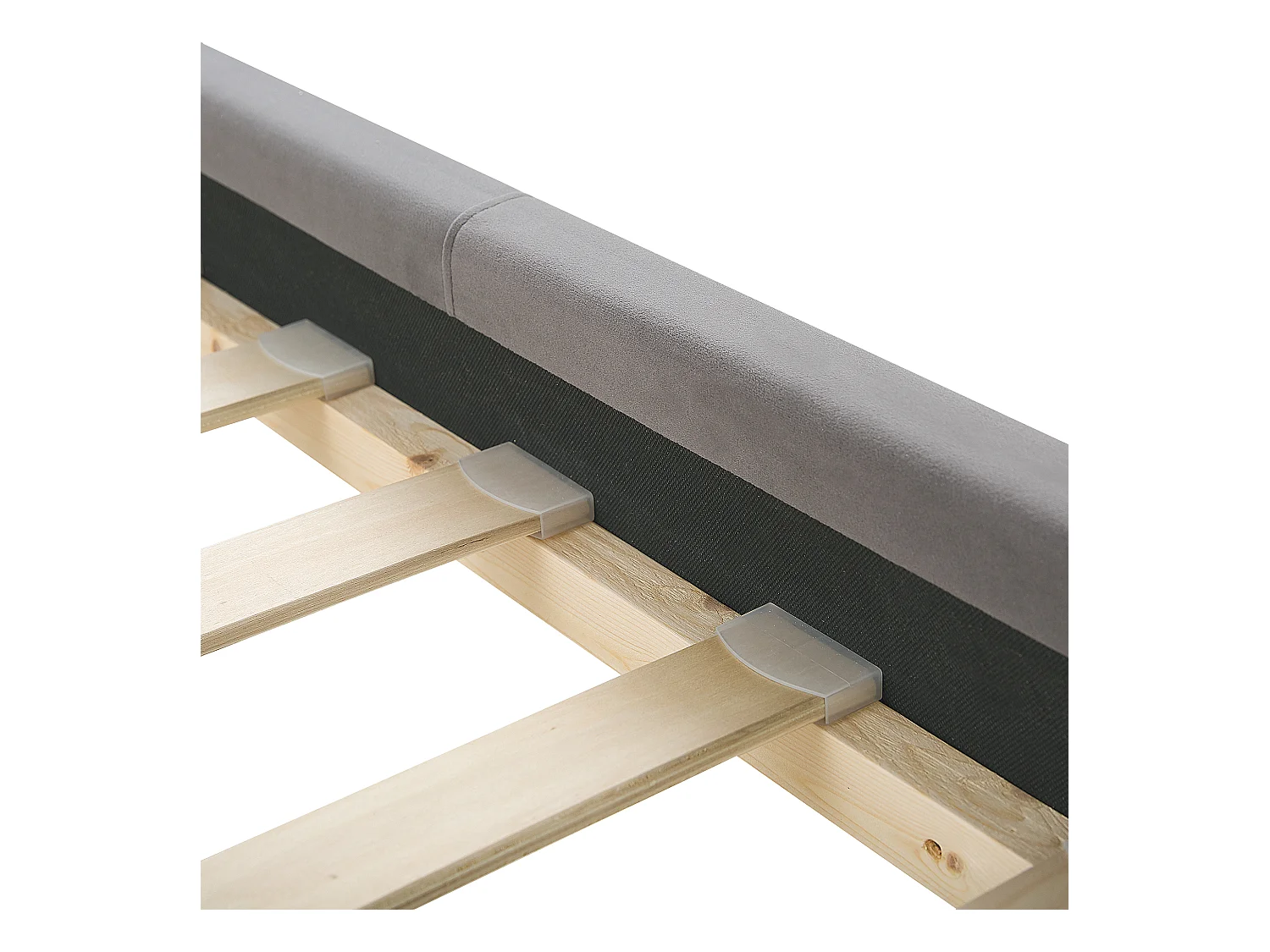 Lit avec sommier Velours AMBERT 140 x 200 cm Gris