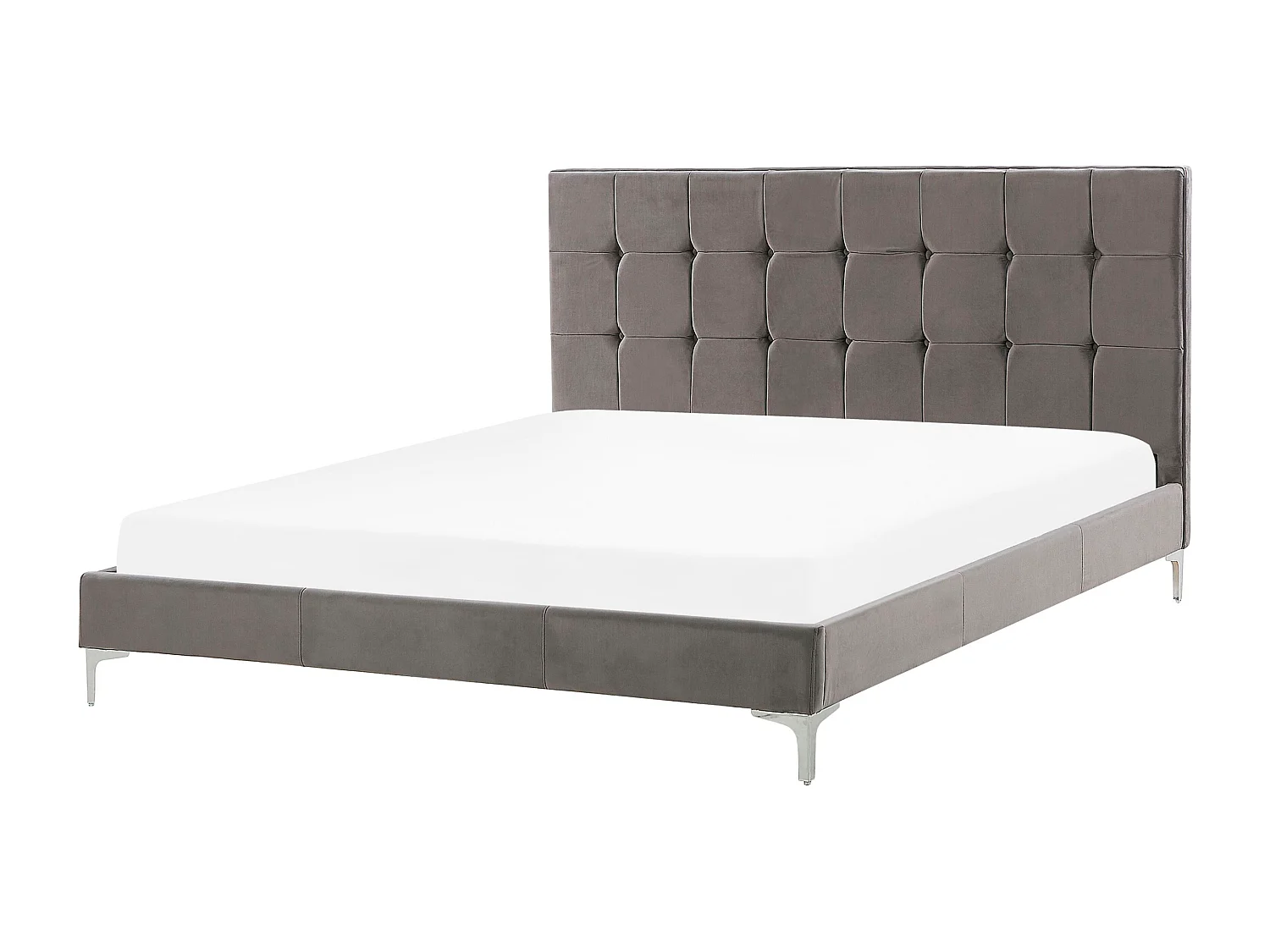 Elegantes Doppelbett aus hochwertigem Samtstoff grau 140x200 cm Ambert