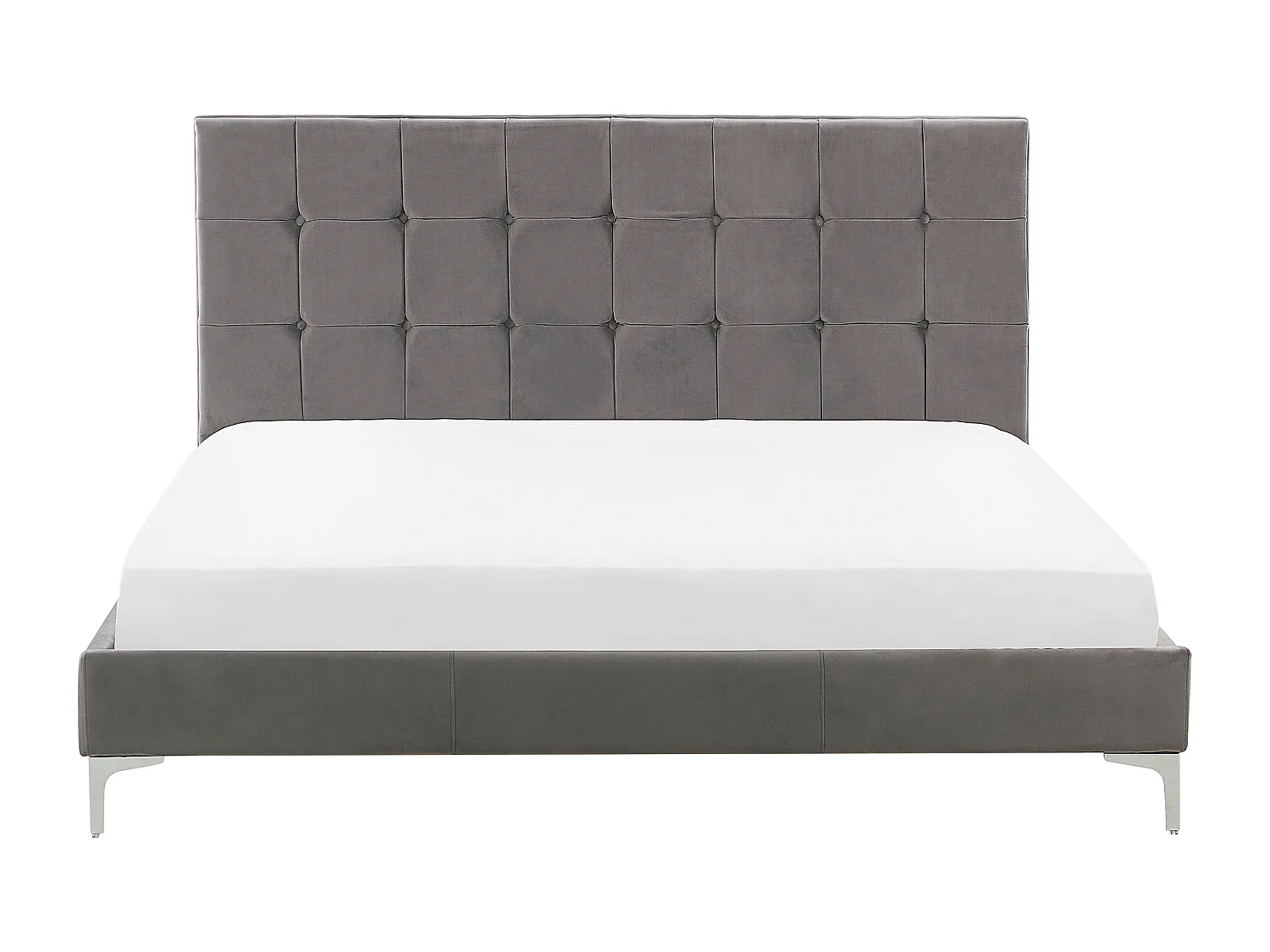 Lit avec sommier Velours AMBERT 140 x 200 cm Gris